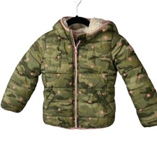 Gap Kids Hooded Jacket Coat Primaloft Puffer Green Camo size XS
