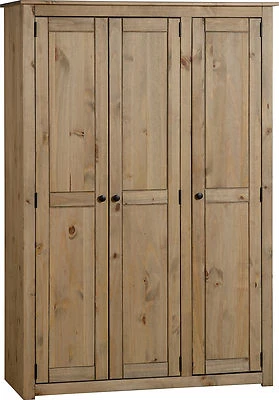 PANAMA NATURAL WAX PINE 3 DOOR WARDROBE