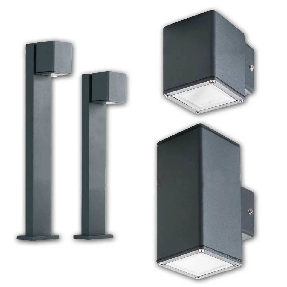 KANLUX Pollerleuchte Gori Gehwegleuchte Weg Außenlampe Garten anthrazit GU10 IP44 eckig