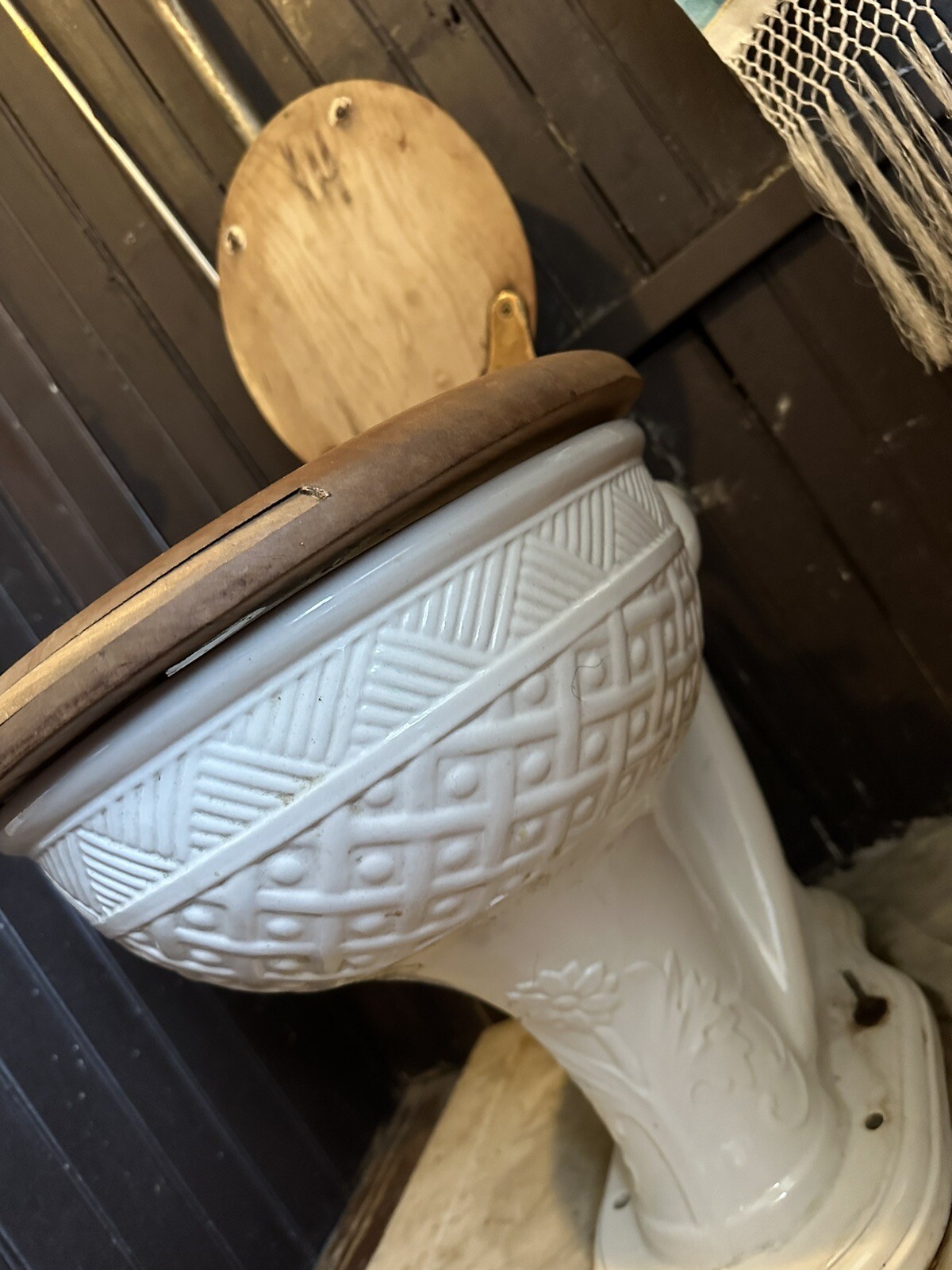 Antique Victorian High Tank Toilet Embossed Bowl Vtg Plumbing eBay