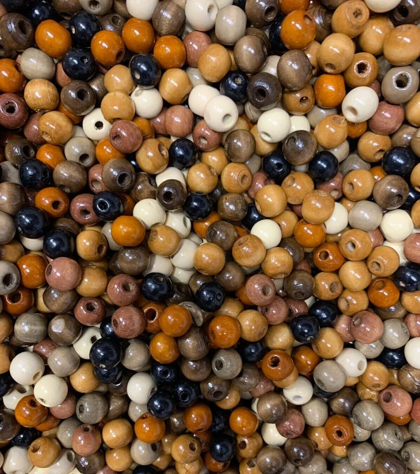  Brown Mixed 12mm Wood Craft Wooden Round Beads hole 2-3mm, W230 x 100 pcs - Image 2 of 4