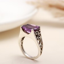 Valentines Deal Amethyst Stone Sterling Silver New Statement Sister Ring Jewelry