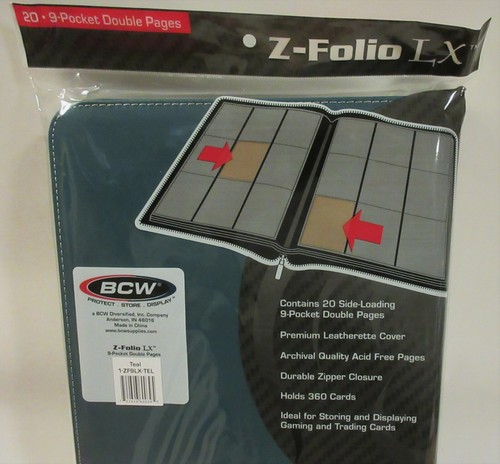BCW GAMING Z-FOLIO 9-POCKET LX ALBUM - TEAL, HOLDS 360 CARDS, ZIPPER CLOSURE - Picture 3 of 3