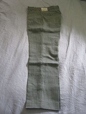 Mens 60s Original Vintage Farah Green Classic Plaid 29X28 Thin Slim Dress Pants 