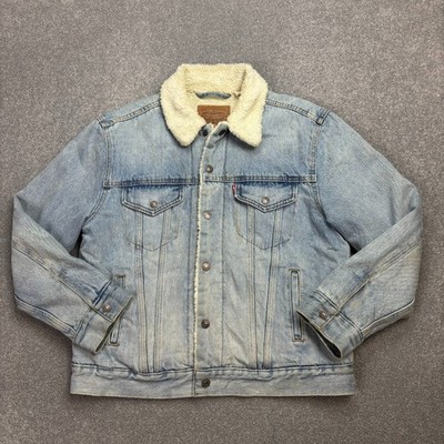 Levis Jeansjacke Damen mittelblau Sherpa gefüttert Trucker Red Tab Utility Lady