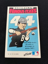 1972 FLEER RG LAUGHLIN FAMOUS FEATS #40 WEE WILLIE KEELER VINTAGE BASEBALL CARD