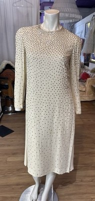 Vintage 1970s Adele Simpson Silk Lamé & Crystal Rhinestone Encrusted Dress