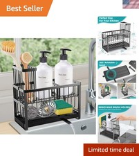Kitchen Sponge Holder,Sink Caddy Organizer with High Brush Holder,Stainless S...