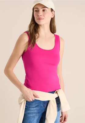 CECIL 322820 LINDA Top ärmellos Tanktop Basic Bio-Baumwolle uni eng Damen pink