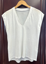 T-shirt bianca Frame Le Mid Rise scollo a V donna taglia XS pullover manica cappuccio