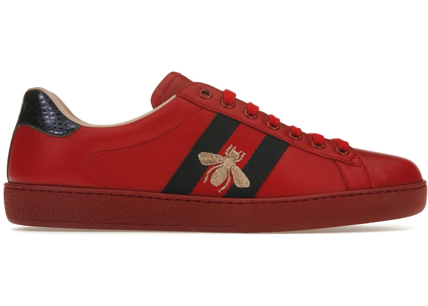 Baskets d'entraînement rouges basses homme Gucci Ace brodée abeille pointure 11,5 429446 certificat d'authenticité