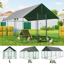 XXL XL Large Walk-In Chicken Run Metal Chicken Coop with Anti-wear Nylon Netting