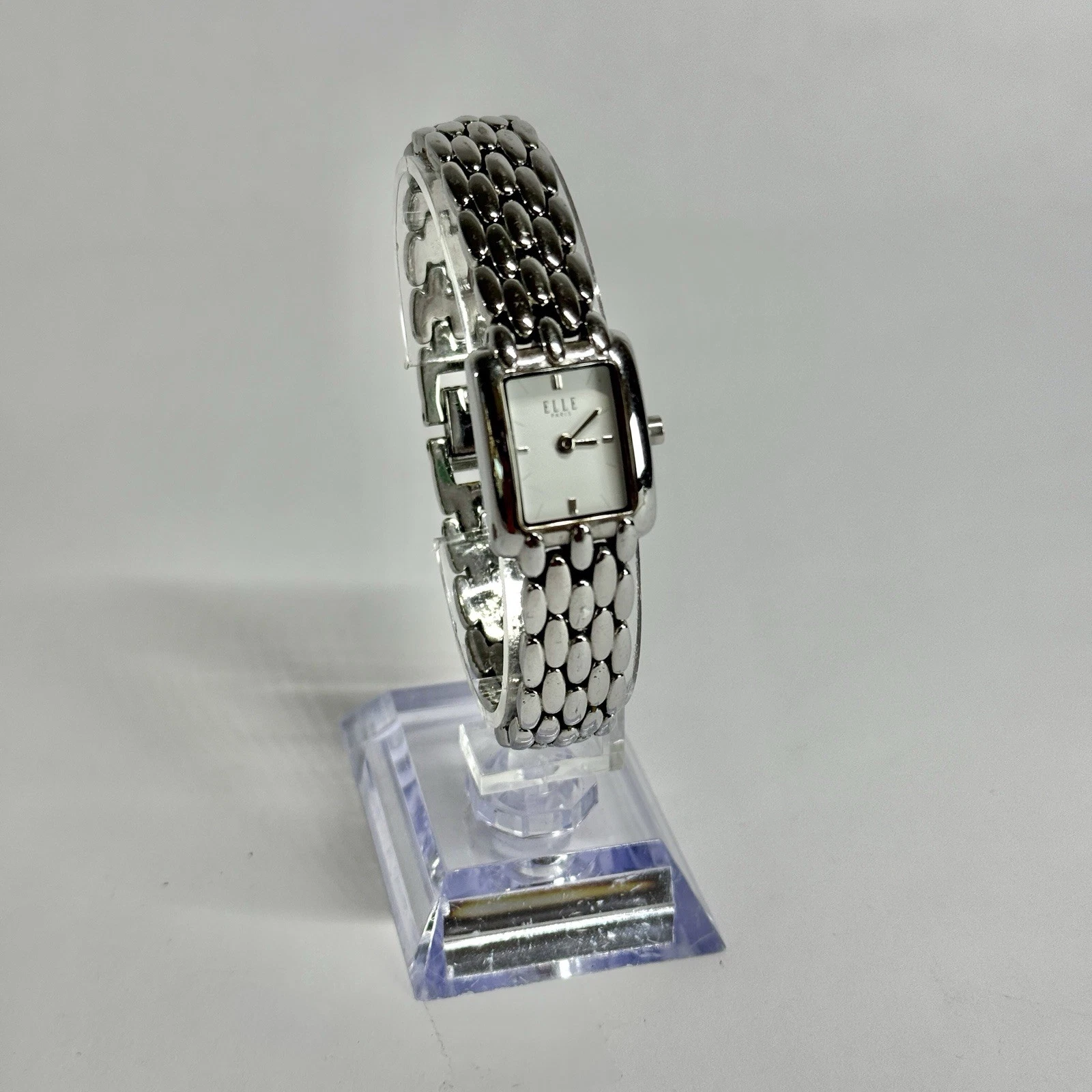 ELLE Paris EL089 Analog Quartz Silver Tone Women Vintage Watch W568 *WORKING