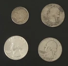 Lot Of 3 Silver Washington Quarters 1964D, 1954D, 1938 & 1954D Dime - Circulated