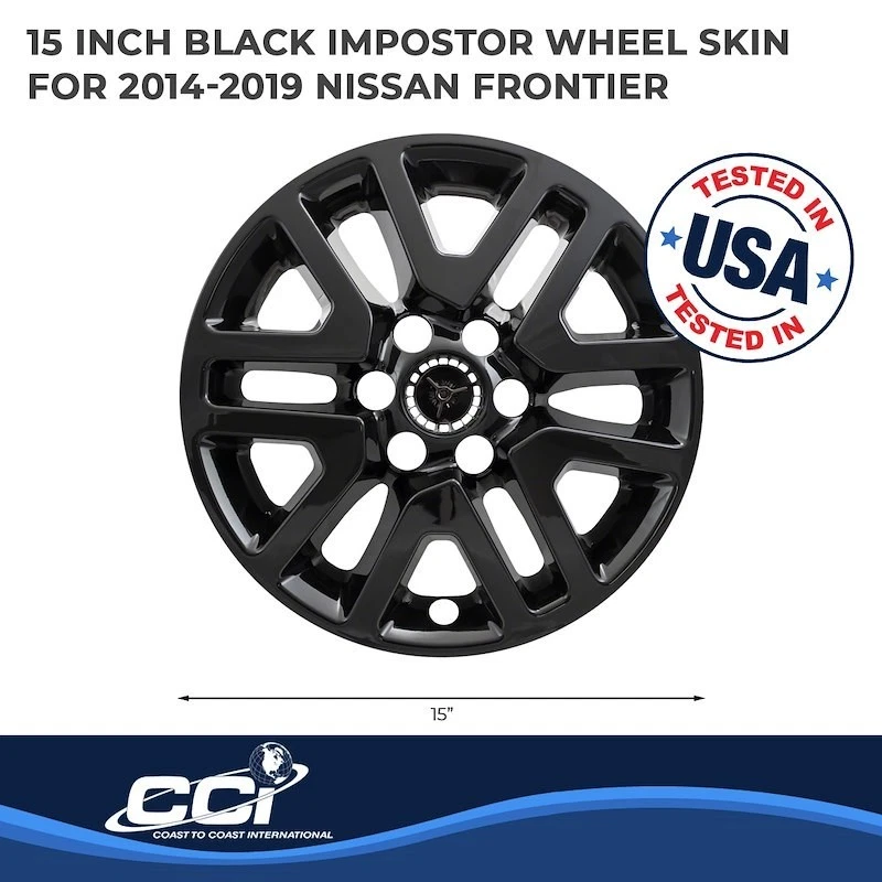 New Wheel Skins Fits 2011-2021 Nissan Frontier; 16 Inch; 6 Spoke Gloss Black - Image 3 of 3