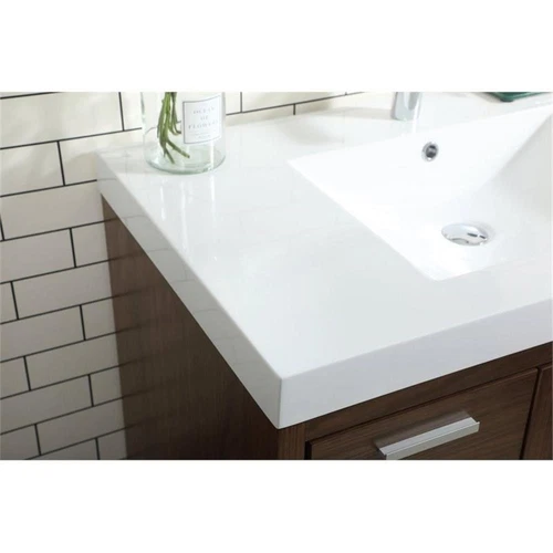 Elegant Decor Wyatt 36" Aluminum Alloy and MDF Single Bathroom Vanity in Walnut - Picture 4 of 8