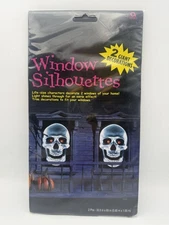 Halloween Window Silhouettes Giant Life size SKULLS New In Pkg 2-65”x33.5”