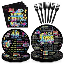 96 PCS 40th Birthday Party Decoration For Women Cheers To 40 Years Serves 24