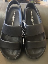 Women's BEACH SLIDES BY J/SLIDES Black Platform Slide Sandals Size 39 EU 8.5 US