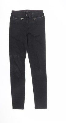 NEXT Damen schwarze Baumwolle Skinny Jeans Größe 6 L27 normaler Reißverschluss