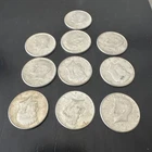 Lot of Ten (10) 1964 Kennedy Silver Half Dollars - 90% Silver U.S. Coins $5 Face