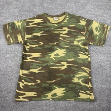 Vintage Jensen Activewear Shirt Mens XL Green Camouflage Woodland Camo USA Made