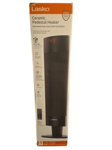 Lasko Ceramic Pedestal Space Heater 1500W Oscillating w/ Remote Full Room...
