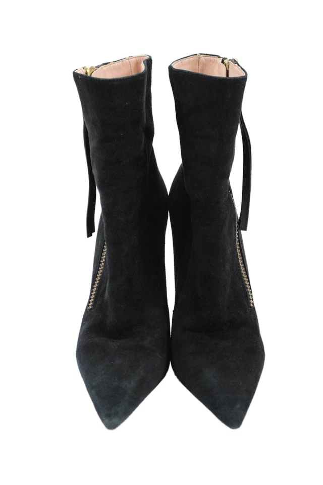 Schutz Mujer Punta Punta Gamuza Tacones Cono Botines Negros Talla 6.5 Foto 2 de 4