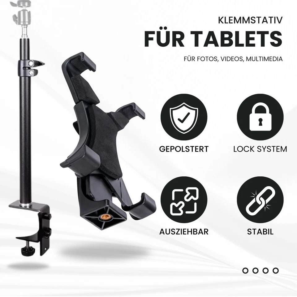 Klemmstativ Tisch Halterung für iPad mini Tablet 10 Zoll Notenständer Ständer - Bild 2 von 4