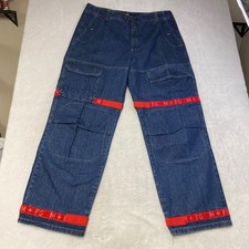 Marithe Francois Girbaud Menswear Denim Cargo Pants Red Trim Accents