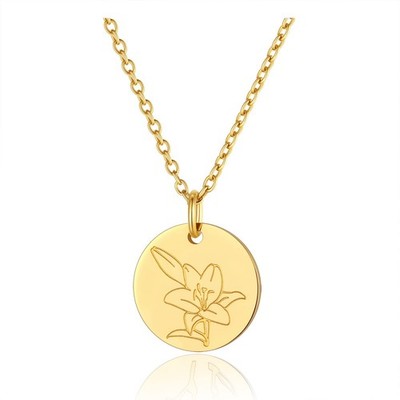 Geburt Blume Lilie Halsketten für Frauen Mai Monat Wächter Blumen Scheibe Anhänger 18K