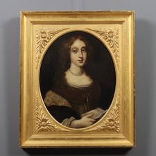 Antique Painting Portrait of a Woman Oil on Canvas XVII Century Original