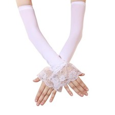 Women's Long Lace Fingerless Gloves Gloves Bridal Prom For Wedding Party White