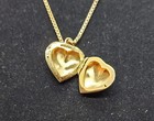 Vtg Sterling Silver With Gold Wash Necklace Chain And Heart Locket Pendant 20" — photo 2