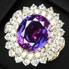 Brilliant Royal Purple Sapphire 10.10Ct 925 Sterling Silver Rose Gold Halo Rings