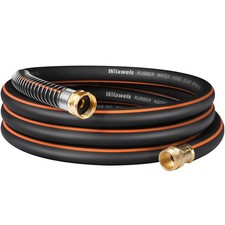 15FT x 5/8" Rubber Garden Hose, Heavy Duty Garden Hose, 300 PSI Working, 15 FT