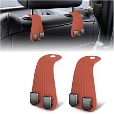 2 Packs Car Seat Hooks, Car Headrest Hook, Car Purse Hook Seat Back-Brown