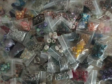 50 Bags Of Various Beads Some Crystals, Stones, Pearls, Glass, Metal Ect
