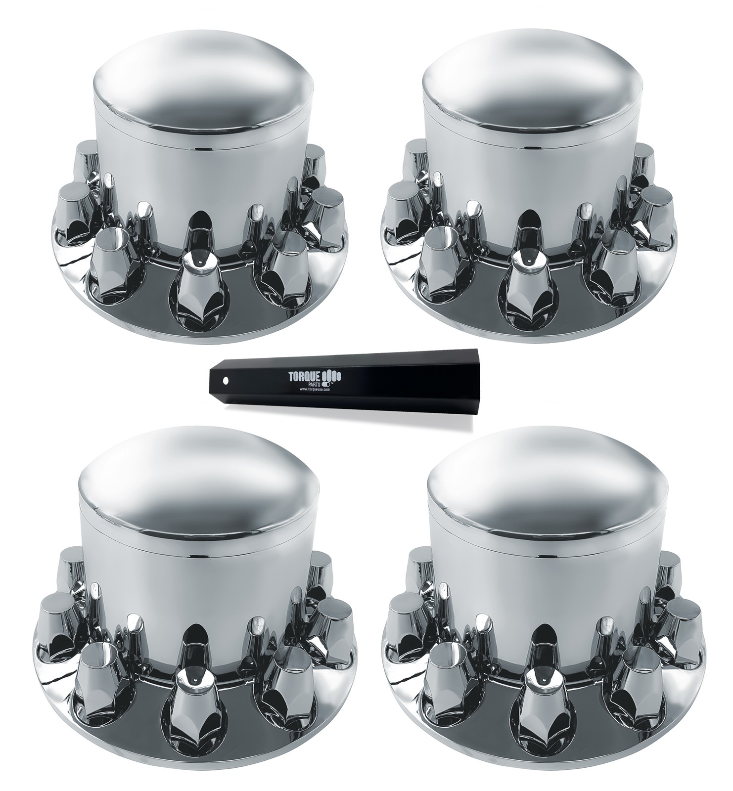 4 of Chrome Rear Axle Wheel Covers w/ Hub Caps 33mm Lug Nuts Screw-on