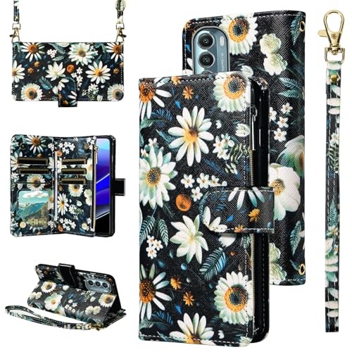 Wallet Case for Moto G Stylus 2022 4G with Wrist Strap Crossbody Shoulder - Picture 2 of 8