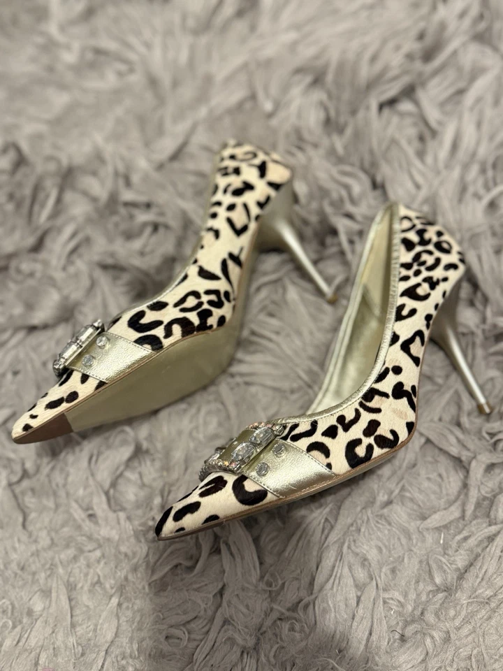 NEW Vintage Karen Millen Gold leopard ponyhair Stiletto Heels UK 4.5 EU37.5 £200 - Image 2 of 4