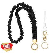 Stretchy Lanyard ID Badge Keys Black Women Neck Lanyard