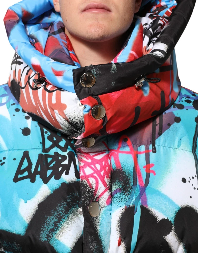 DOLCE & GABBANA Jacket Multicolor Graffiti Hooded Sportswear Vest IT48/US38/M - Image 4 of 4
