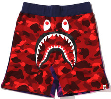 A Bathing Ape BAPE "Crazy Camo Shark Sweat Shorts" Red 1I20-153-003 Size 2XL