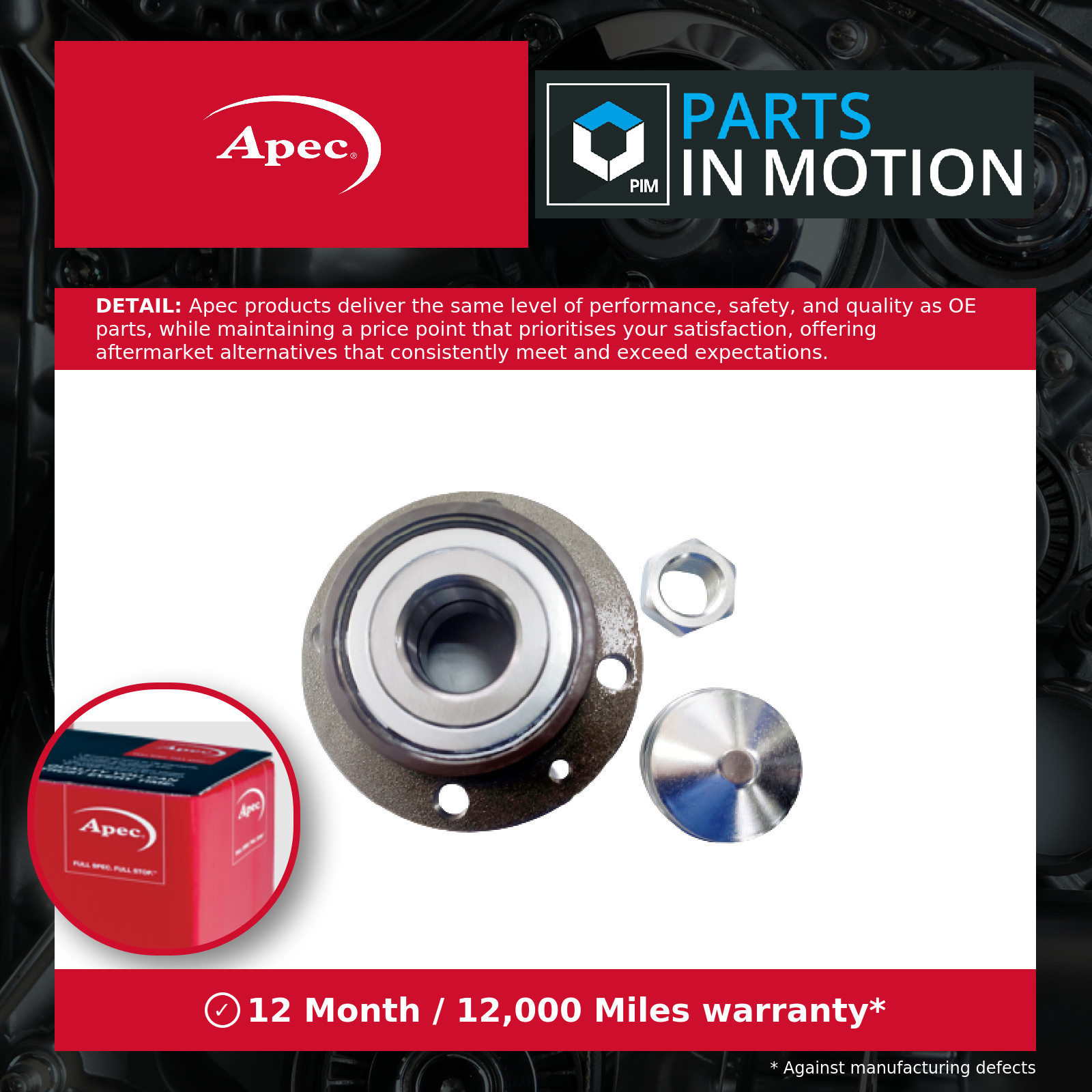 Wheel Bearing Kit Rear AWB1510 Apec 46538958 46554134 46554135 51759727 51965295