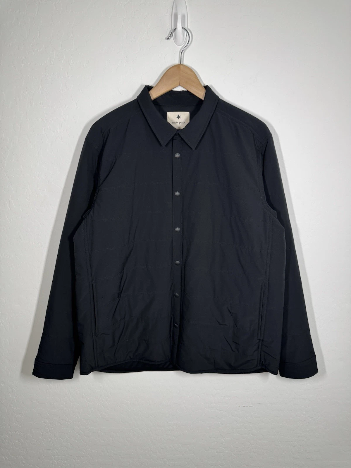 Snow Peak Flexible Insulated Shirt Jacket Mens Size L Quilted Black Japan Fabric