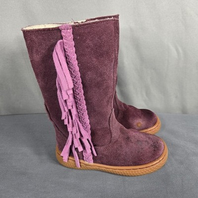 Livie & Luca x Matilda Jane Purple Suede Fringe Boots Toddler Girls 6M Lined