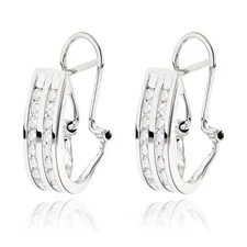 14K Gold Round Diamond Hoop Earrings 0.63ct for Men and Women