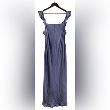 Astr The Label Women Rina Satin Midi Slip Dress Square Neck Ruffled Party L