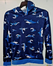 SHARKS Sleep hoodie Pajama Top Sleepwear M/8 Hooded Saint Eve NWT TOP ONLY